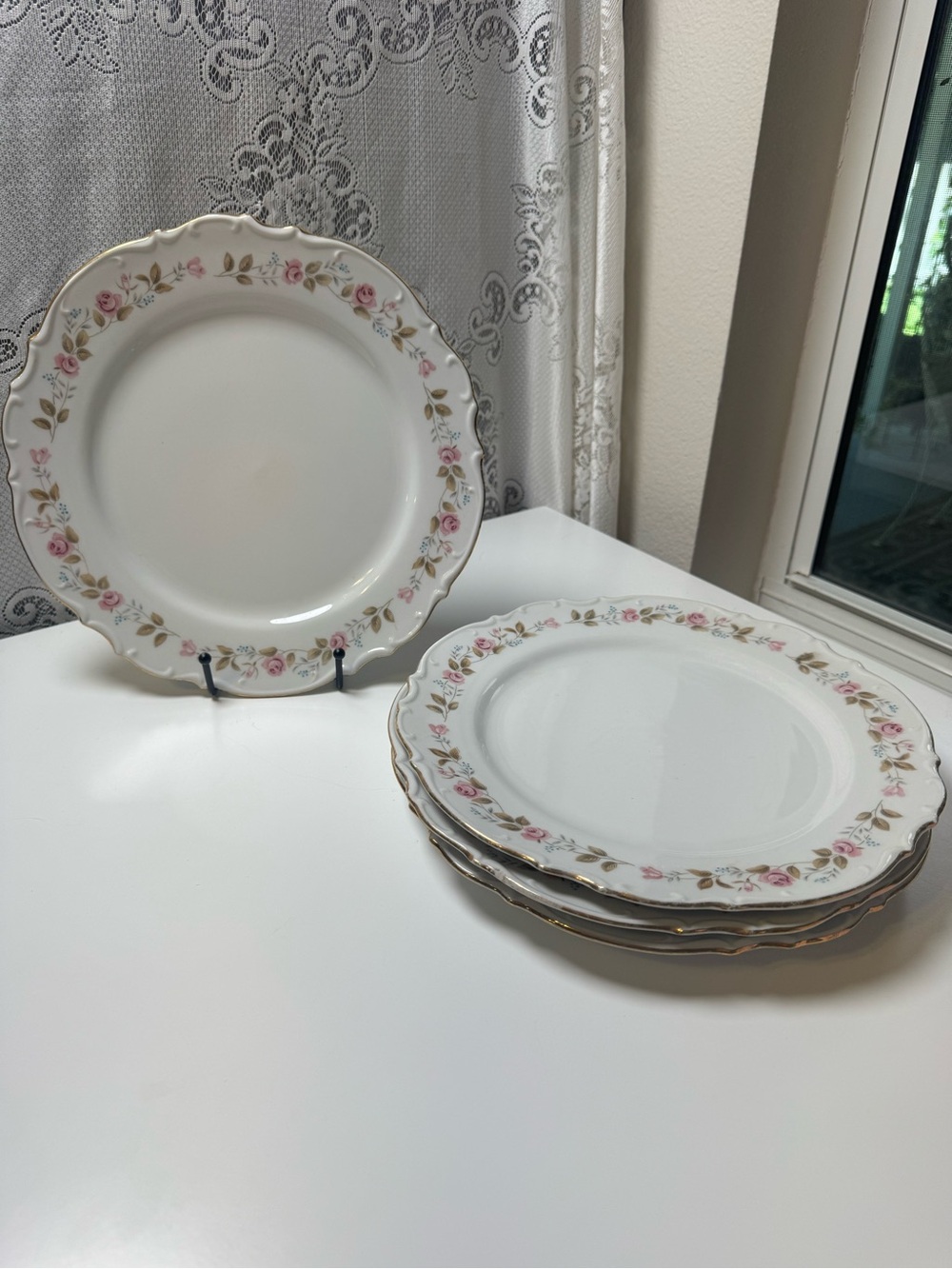 Vintage Bristol Fine China Spring Garden S-3231 Dinner Plates 4-PC Set- Japan